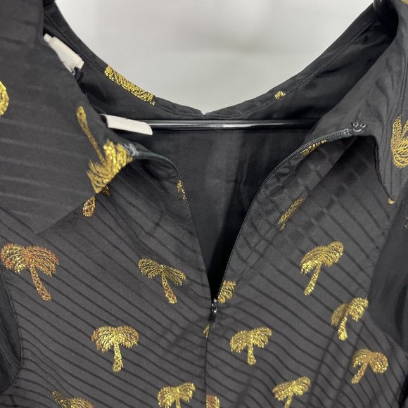 Coach Dress Page Boy Silk Blend Black Palm Tree Long Sleeve Mini NWT - Picture 12 of 12